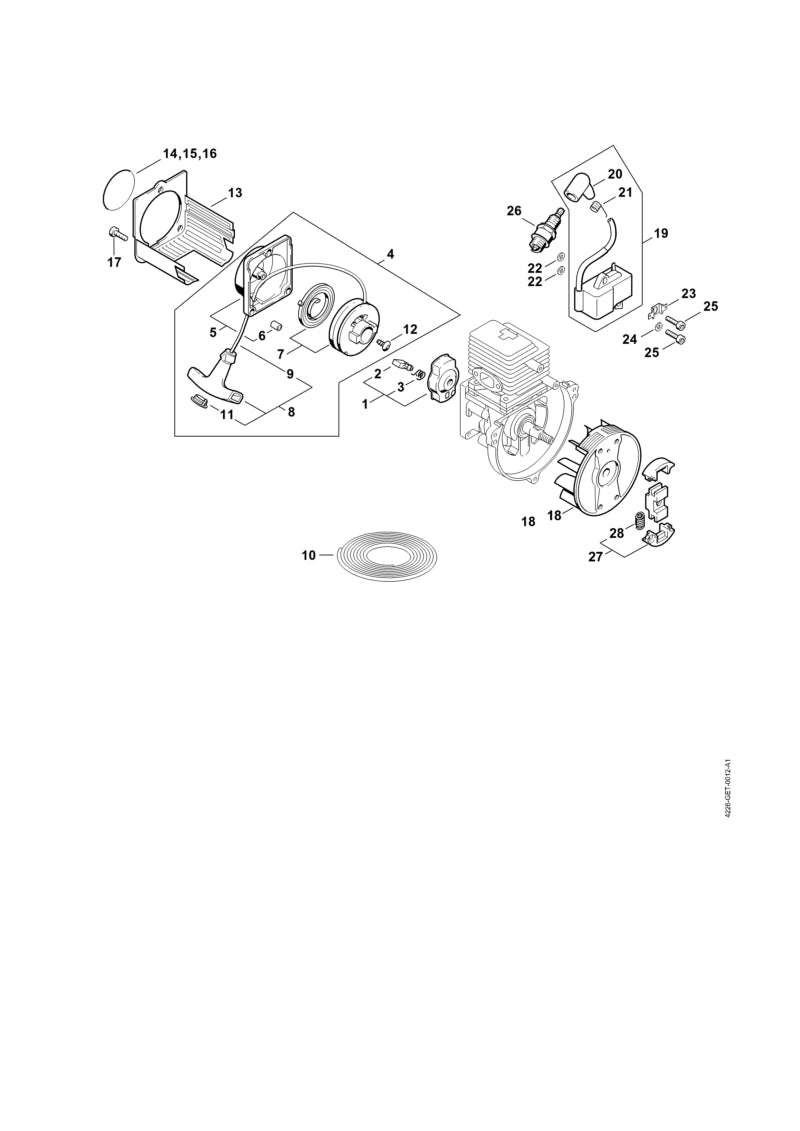 STIHL 4226-967-1510 Typeplaatje HS 75 positie 14 technische tekening