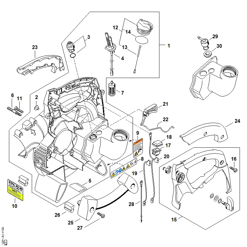 STIHL 4229-440-1903 Kabel positie 20 technische tekening