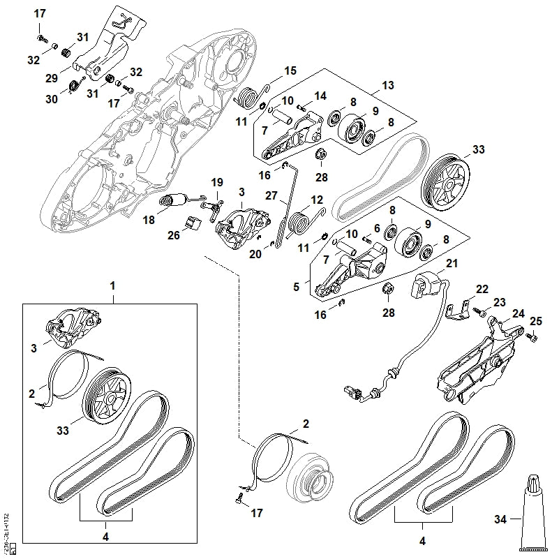 STIHL 4238-690-0600 Spanarm positie 5 technische tekening