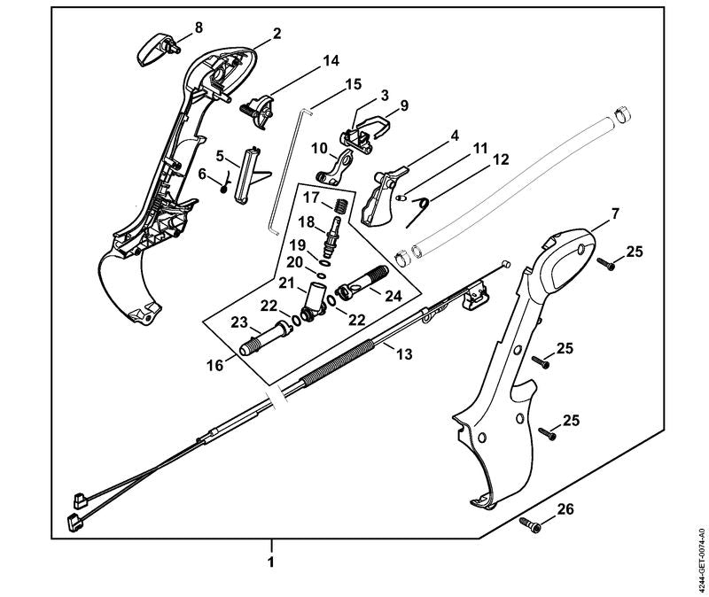 STIHL 4244-180-1100 Gaskabel positie 13 technische tekening