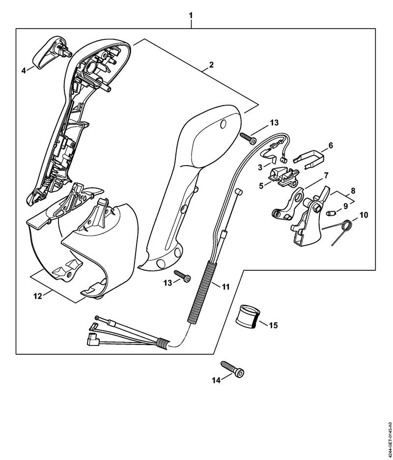 STIHL 4244-790-1313 Bedieningshandgreep positie 1 technische tekening