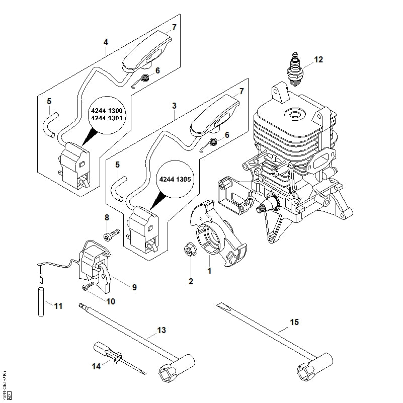 STIHL 4244-405-1000 Bougiekabelsteker positie 7 technische tekening