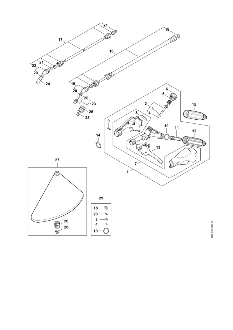 STIHL 4255-502-1001 Vlakstraalsproeier 110-02 positie 25 technische tekening