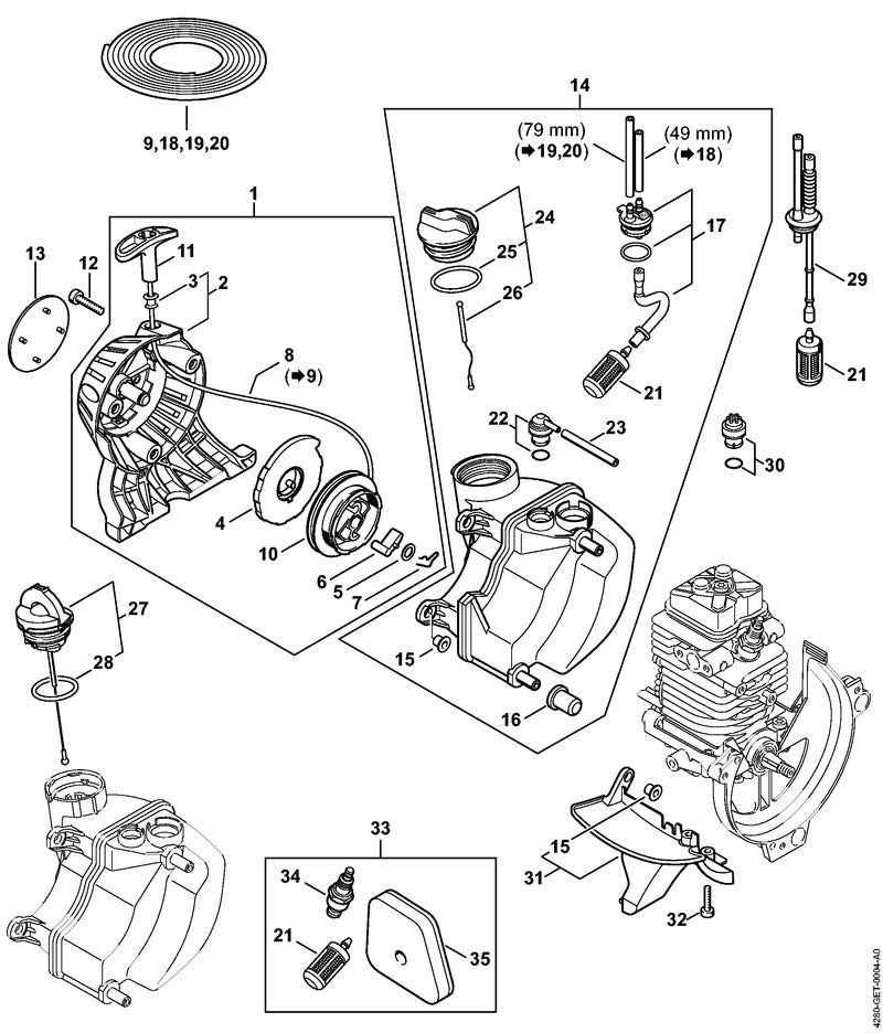 STIHL 4280-967-1500 Typeplaatje HL 100 positie 13 technische tekening