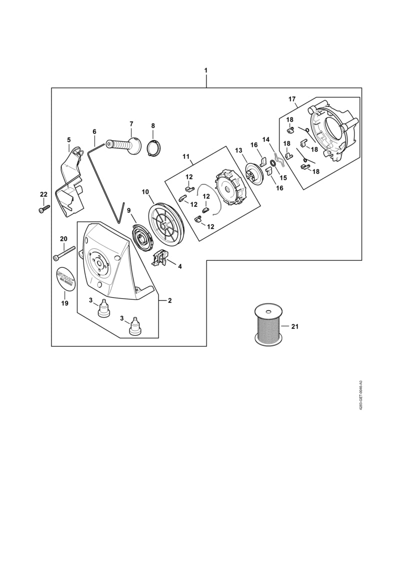 STIHL 4283-190-0420 Chokedeksel positie 2 technische tekening
