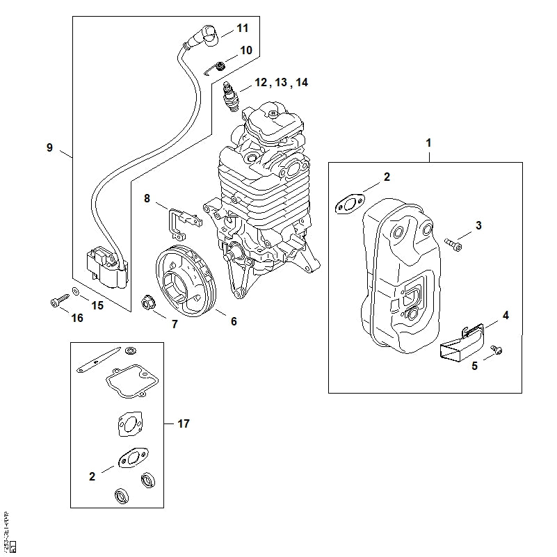 STIHL 4283-405-8000 Slang positie 8 technische tekening