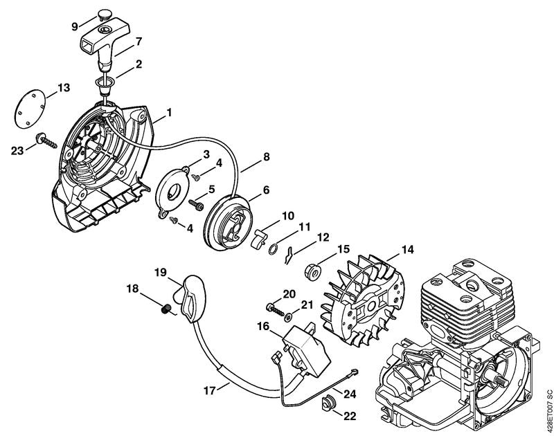STIHL 4313-967-1503 Typeplaatje BT 121 positie 13 technische tekening