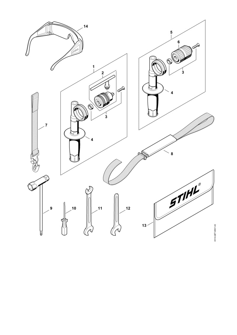 STIHL 4314-710-6500 Riem positie 7 technische tekening