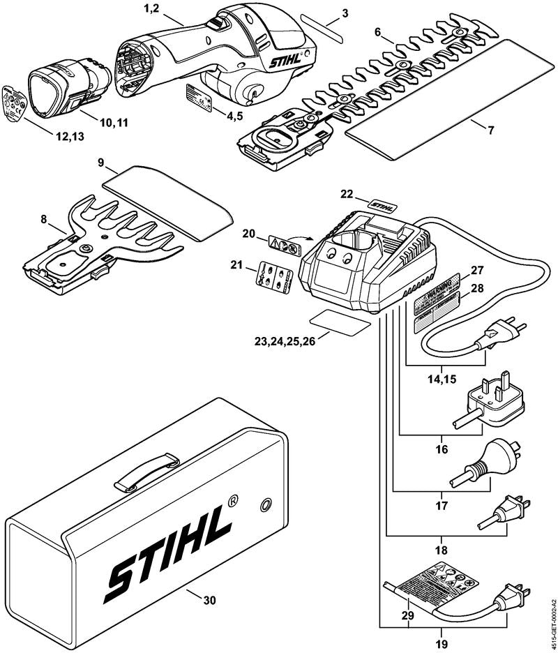 STIHL 4515-820-3000 Struikscheermes positie 6 technische tekening