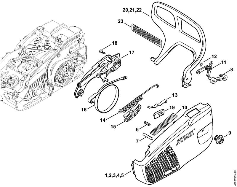 STIHL 1137-640-1709 Kettingtandwieldeksel positie 1 technische tekening