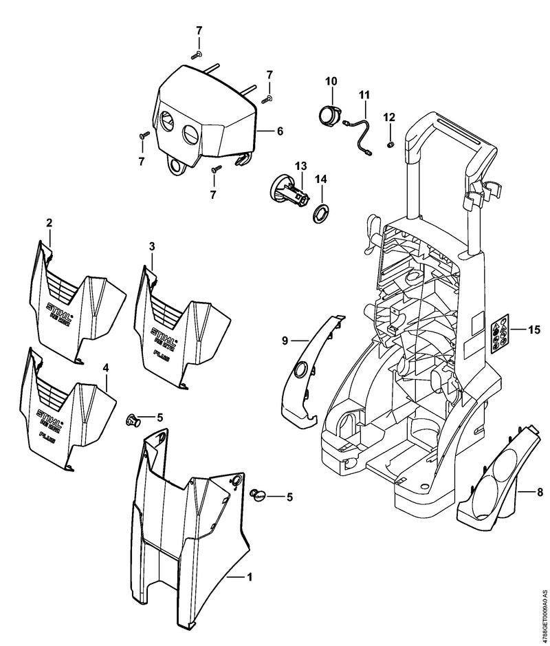 STIHL 4788-760-6400 Spatbord positie 9 technische tekening