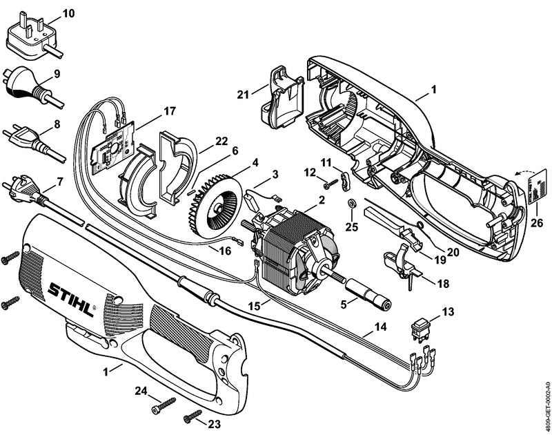 STIHL 4809-967-1502 Typeplaatje FSE 81 positie 26 technische tekening