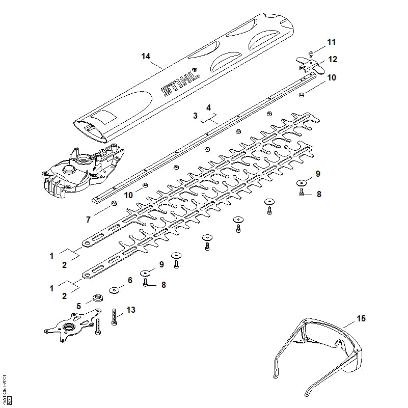 STIHL 4851-710-6053 Mes 500 mm / 20" positie 1 technische tekening