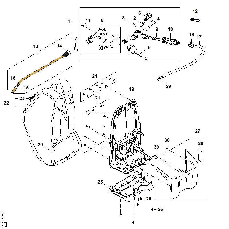 STIHL 4854-790-8000 Rugkussen positie 20 technische tekening