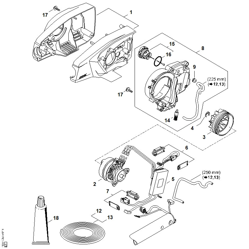 STIHL 4857-607-3002 Ventilator positie 3 technische tekening