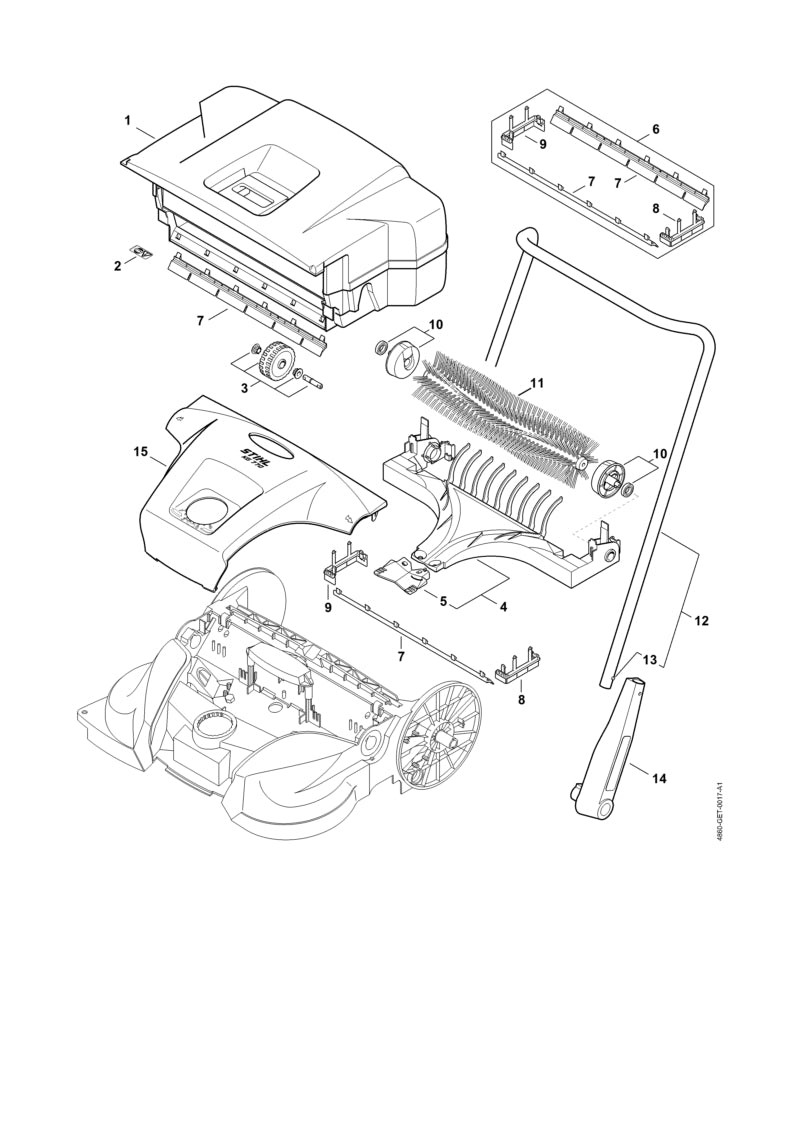STIHL 4860-730-0500 Kap positie 15 technische tekening