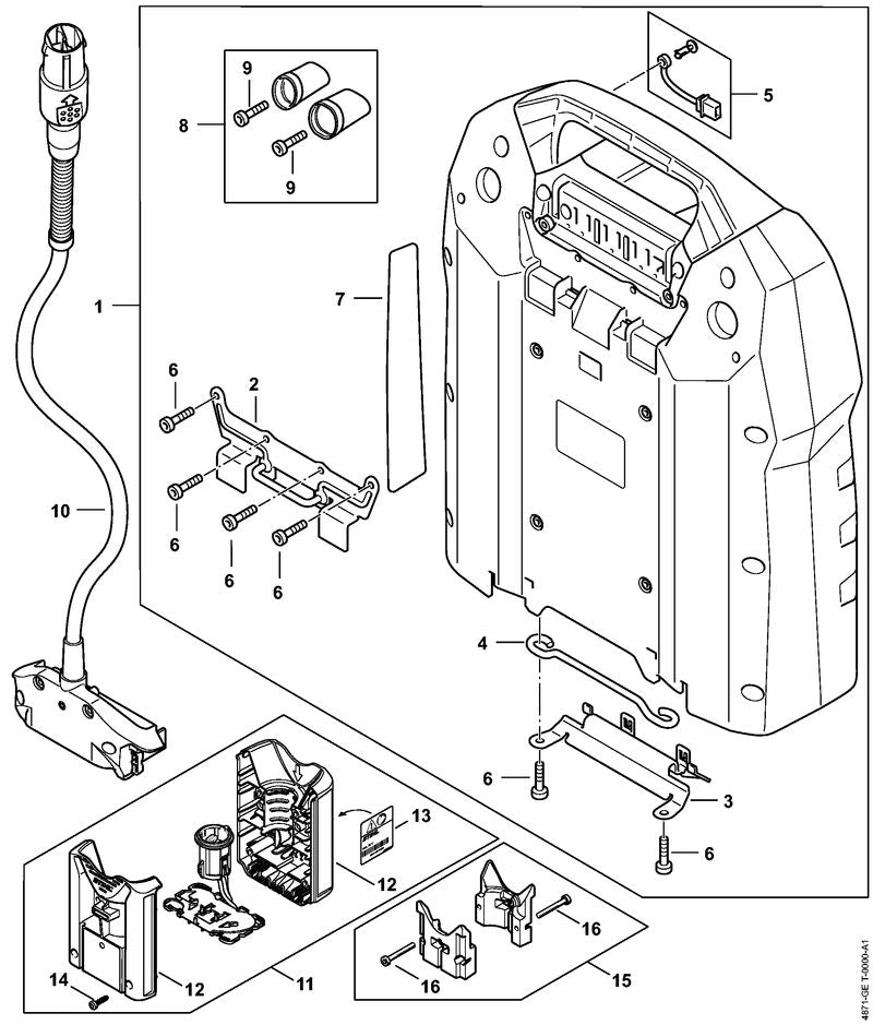 STIHL 4871-432-9201 houder positie 3 technische tekening
