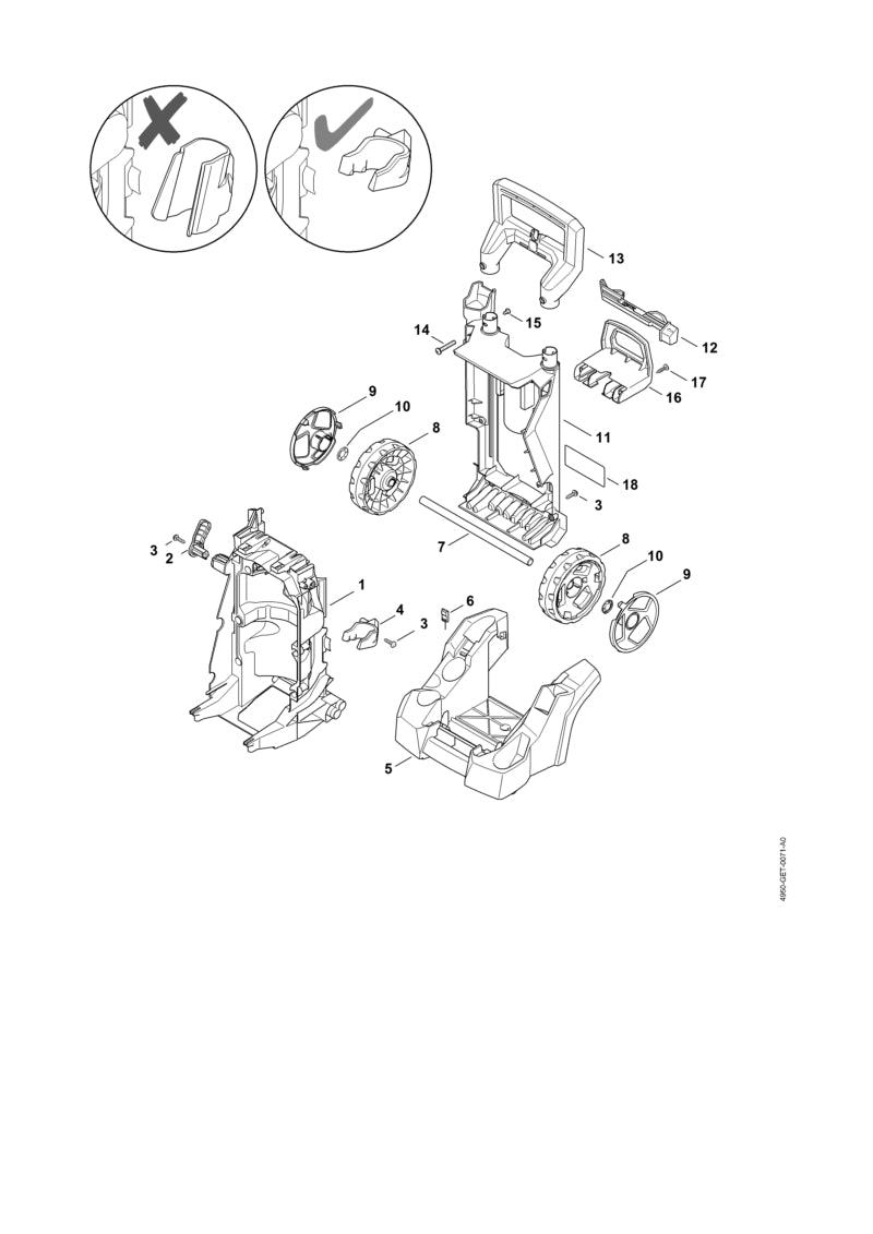 STIHL 4950-792-6300 Slanghouder positie 16 technische tekening