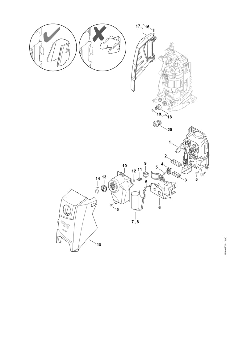STIHL 4950-700-2104 Afdekkap RE 130 positie 15 technische tekening