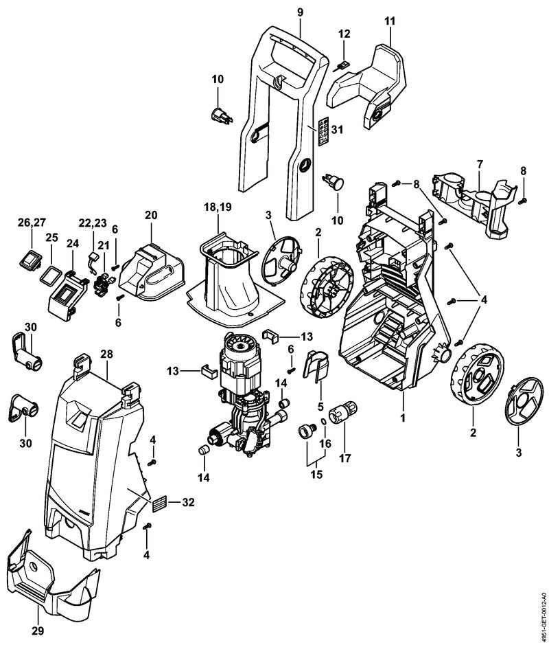 STIHL 4951-791-7300 Stop positie 10 technische tekening