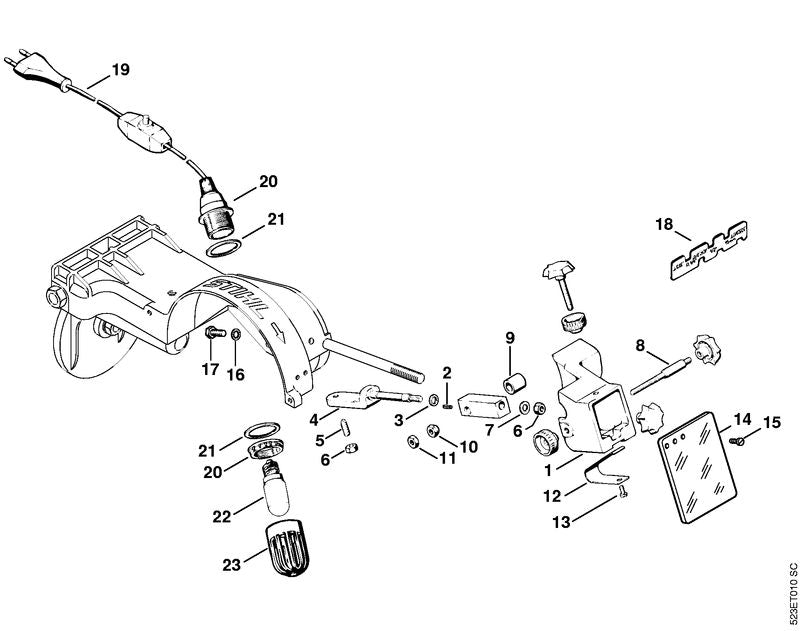STIHL 5203-757-9410 Beschermrooster positie 23 technische tekening