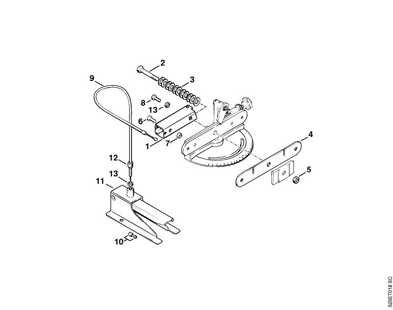 STIHL 5203-750-4100 Bowdenkabel positie 9 technische tekening