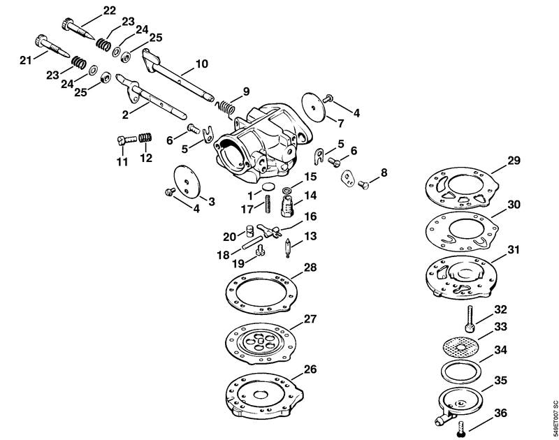 STIHL 4201-122-6800 Stelschroef stat. toerental positie 22 technische tekening