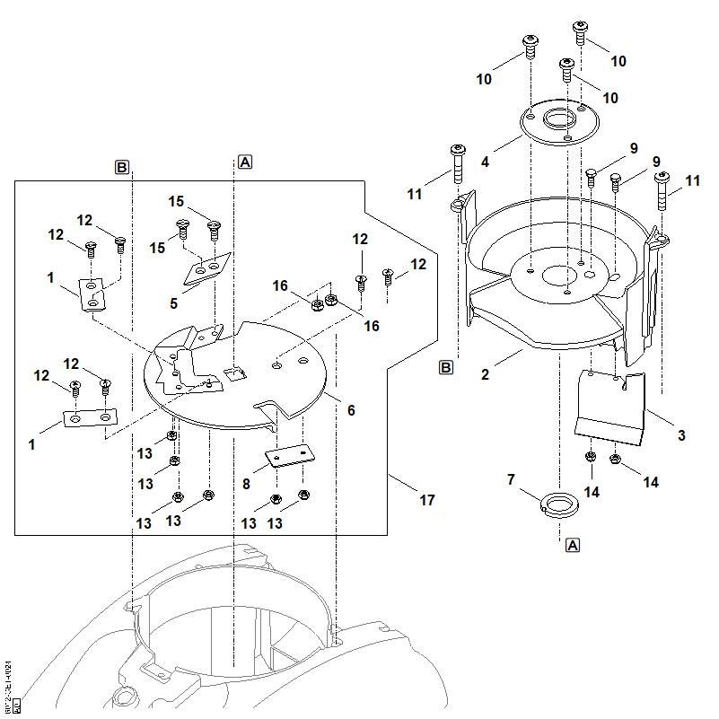 STIHL 6012-701-3900 botsplaat positie 3 technische tekening