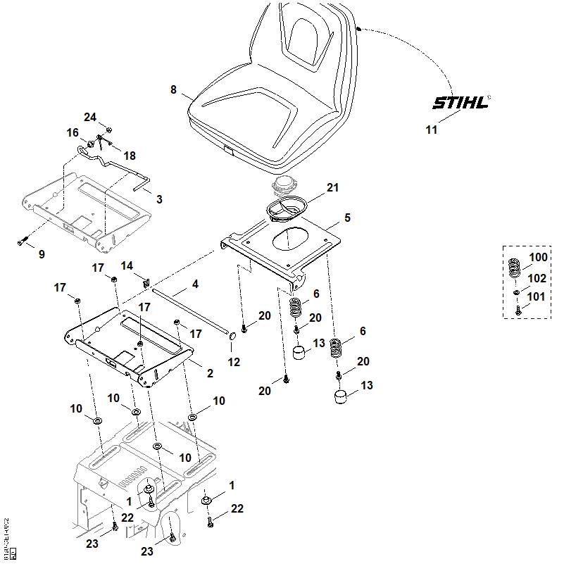 STIHL 6170-763-5440 bevestigingsplaat positie 5 technische tekening