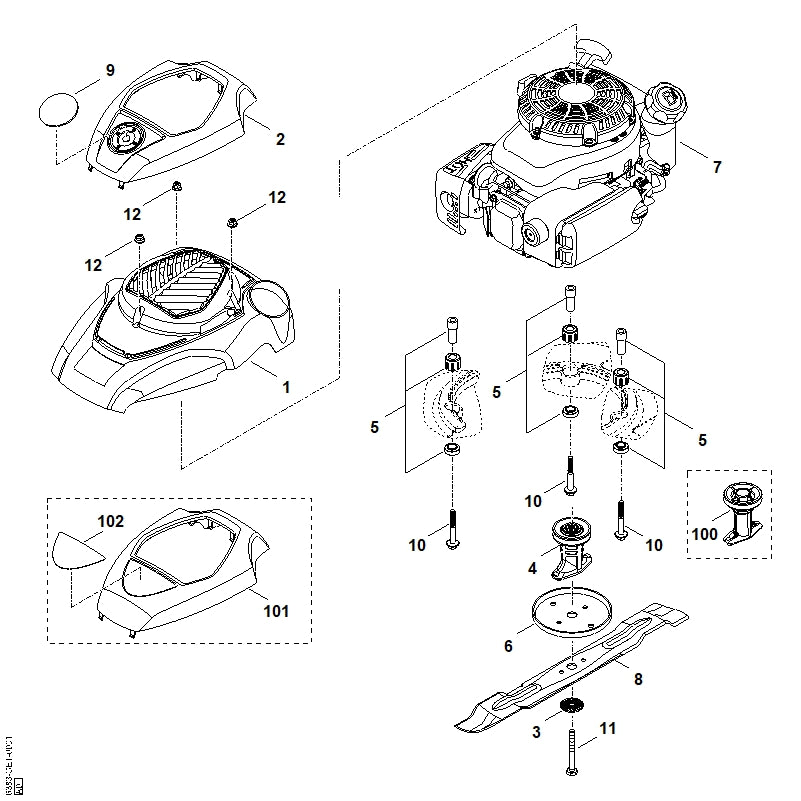 STIHL 6383-967-1510 typeplaatje RM 4 RTP positie 102 technische tekening