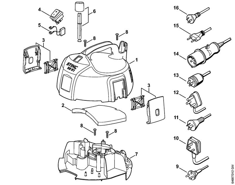 STIHL 4758-700-2100 Afdekkap SE 61 positie 1 technische tekening