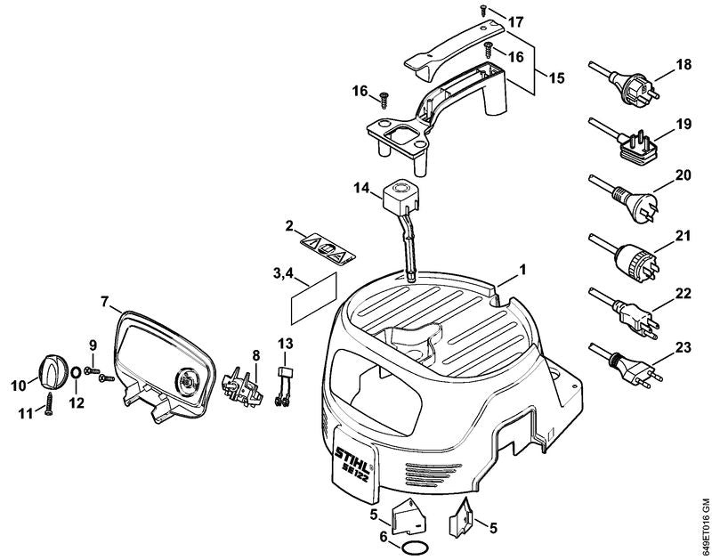 STIHL 4774-440-2000 Aansluitkabel Europa positie 18 technische tekening