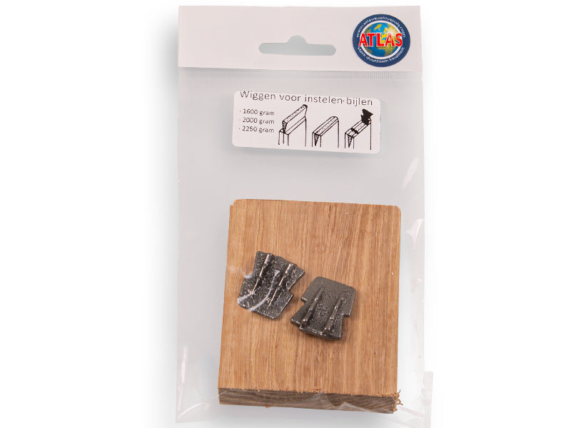 Atlas Bijlspie set, grote houten wig en 2 stuks metalen wig nr. 4