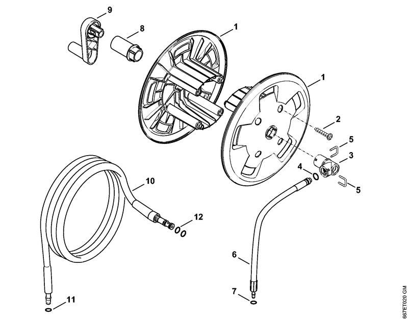 STIHL 4756-670-0800 Hogedrukslang DN 6, 590 mm positie 6 technische tekening