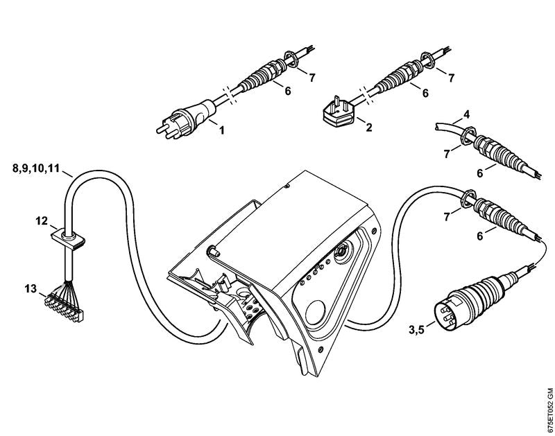 STIHL 4770-440-2000 Aansluitkabel Europa positie 1 technische tekening