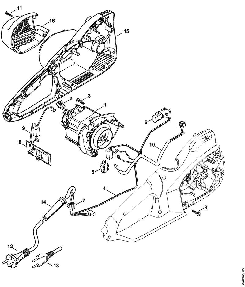 STIHL 1209-430-1400 Elektronisch moduul positie 8 technische tekening