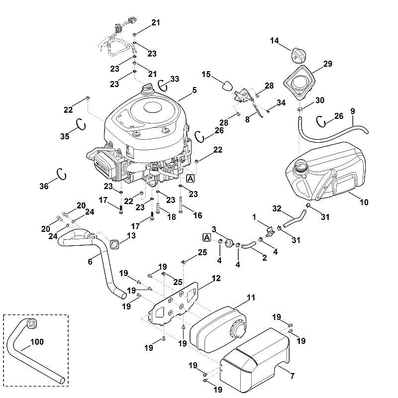 STIHL 6140-180-1100 gaskabel positie 8 technische tekening