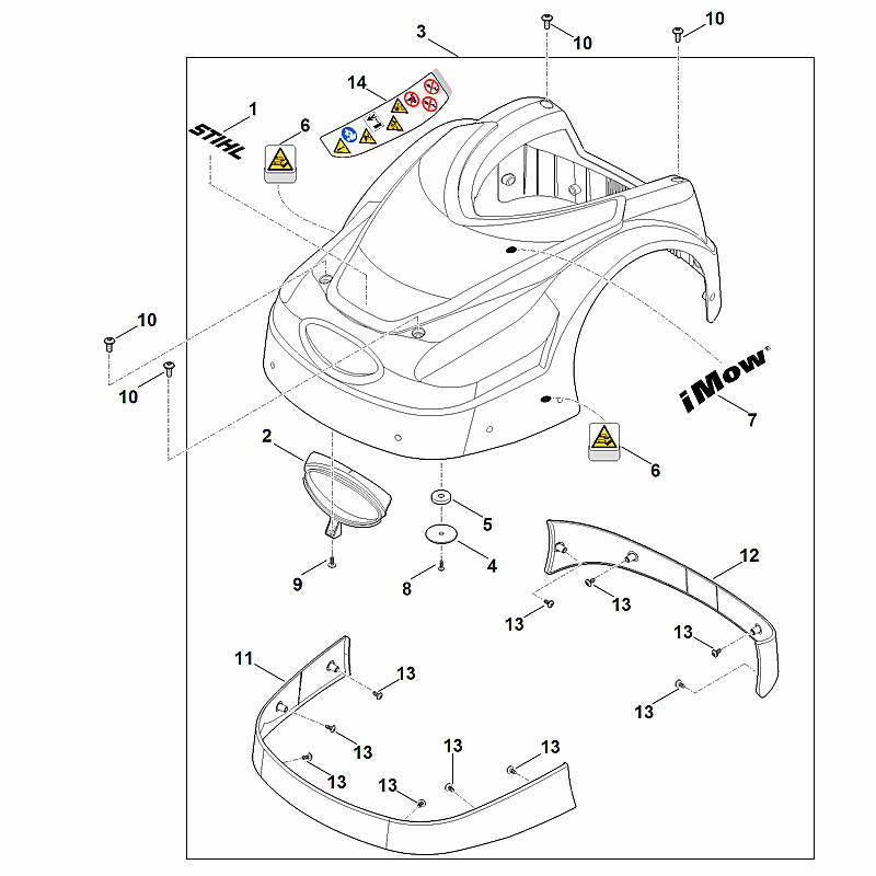 STIHL 6301-780-2031 afdekking positie 3 technische tekening