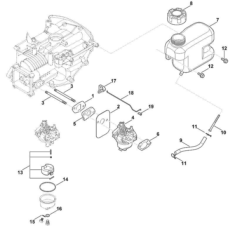 STIHL 0004-120-0604 carburator positie 4 technische tekening