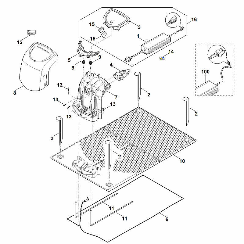 STIHL 6309-007-1025 Set ombouw dockingstation (EUR) positie 16 technische tekening