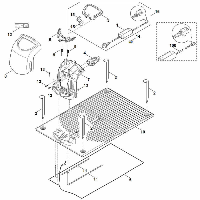 STIHL 6301-007-1030 Set ombouw dockingstation (EUR) positie 16 technische tekening