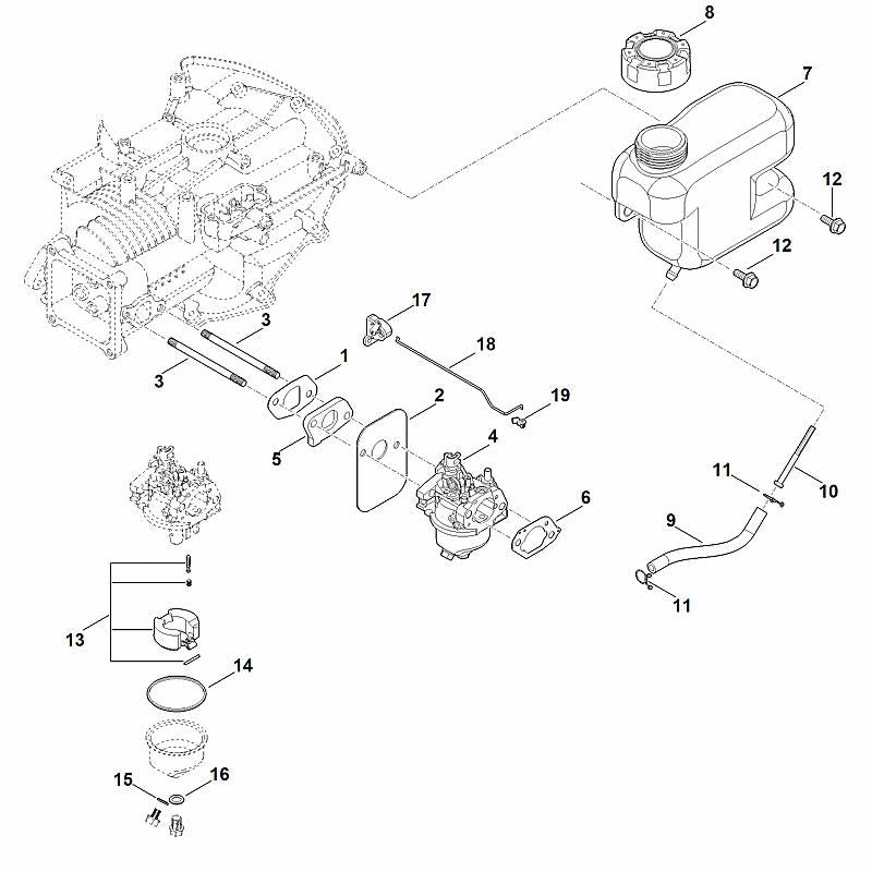 STIHL 0004-120-0606 carburator positie 4 technische tekening