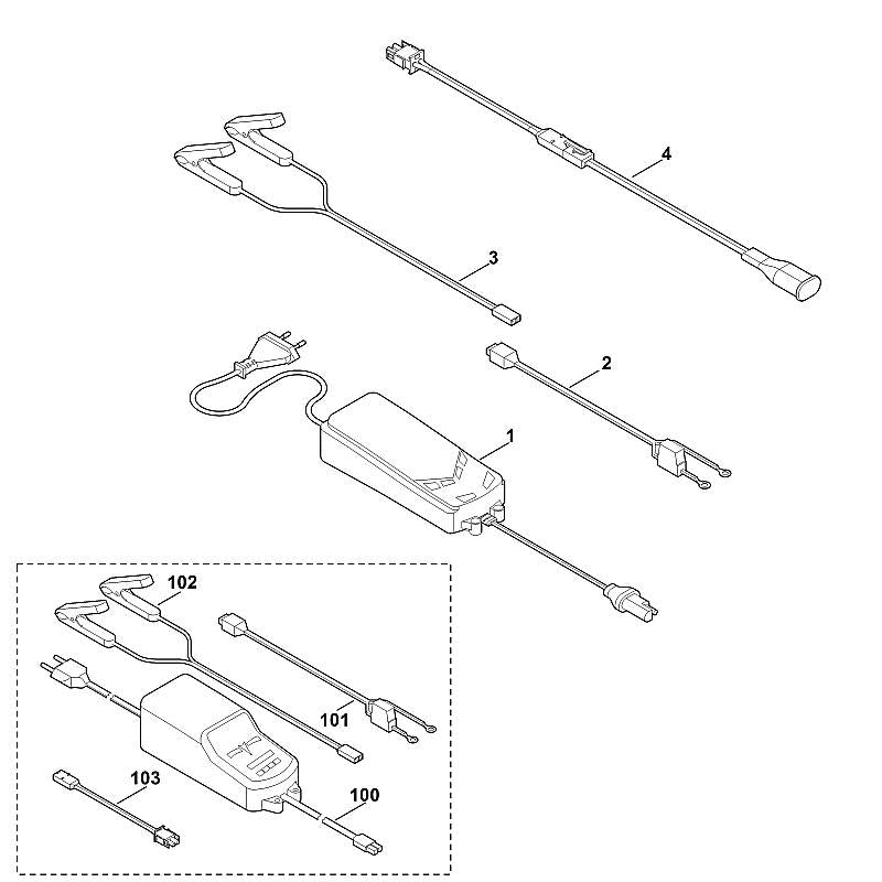 STIHL 6907-440-0710 adapterkabel positie 103 technische tekening