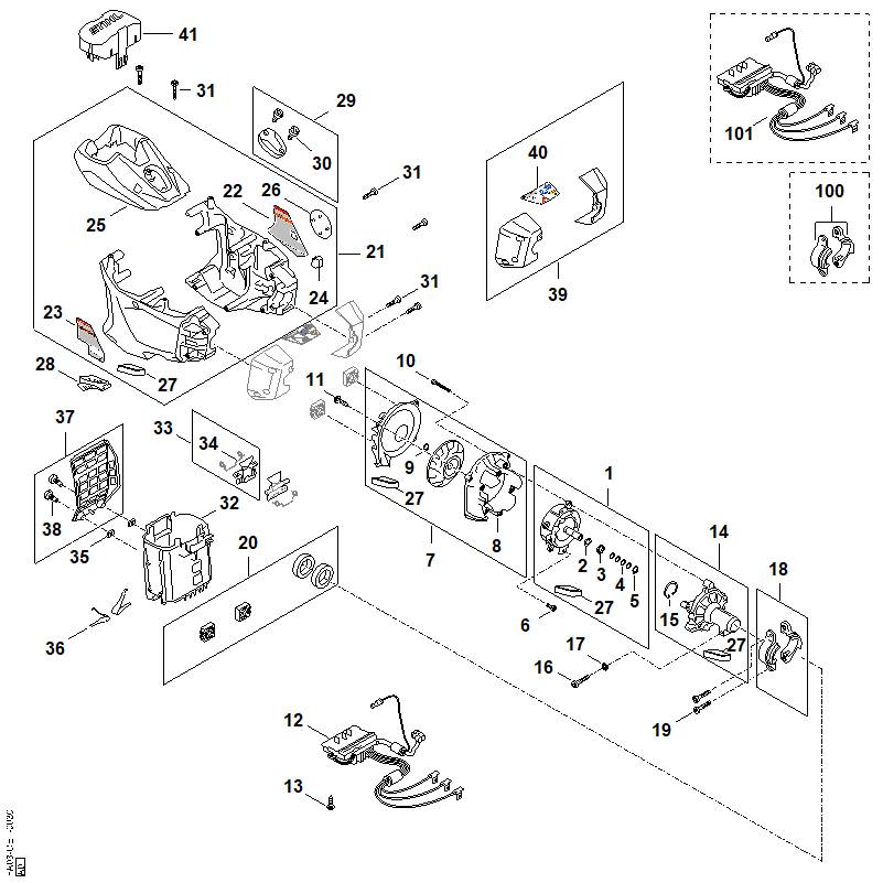 STIHL FA037904700 Spanklem positie 100 technische tekening