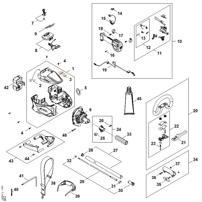 STIHL FA086000801 Carter positie 1 technische tekening