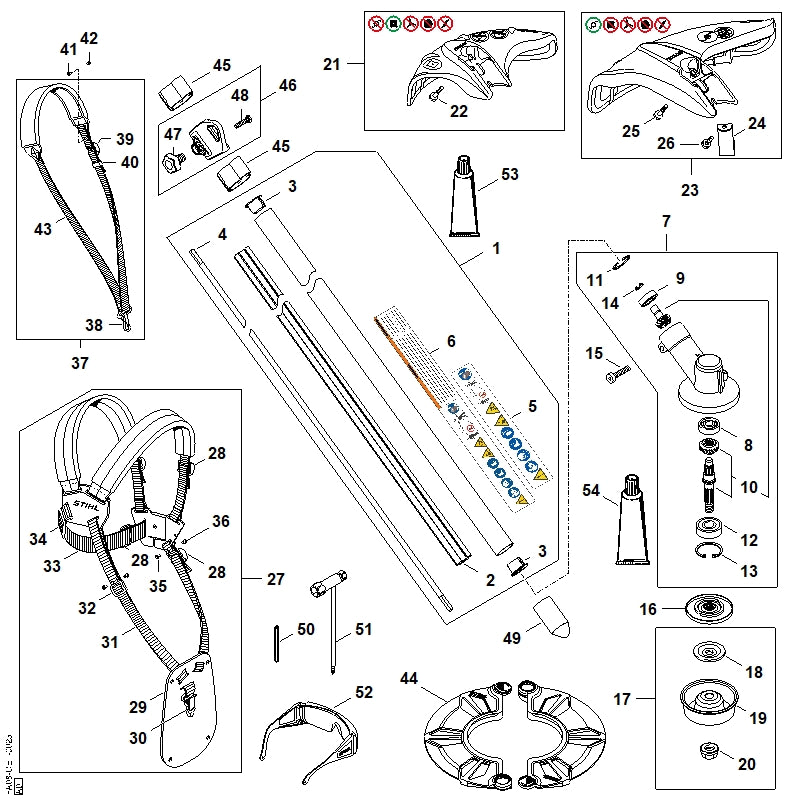STIHL 4144-640-0102 Aandrijfkop positie 7 technische tekening
