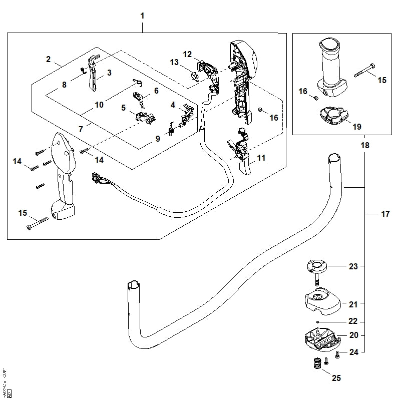 STIHL FA097901700 Handgreep positie 17 technische tekening