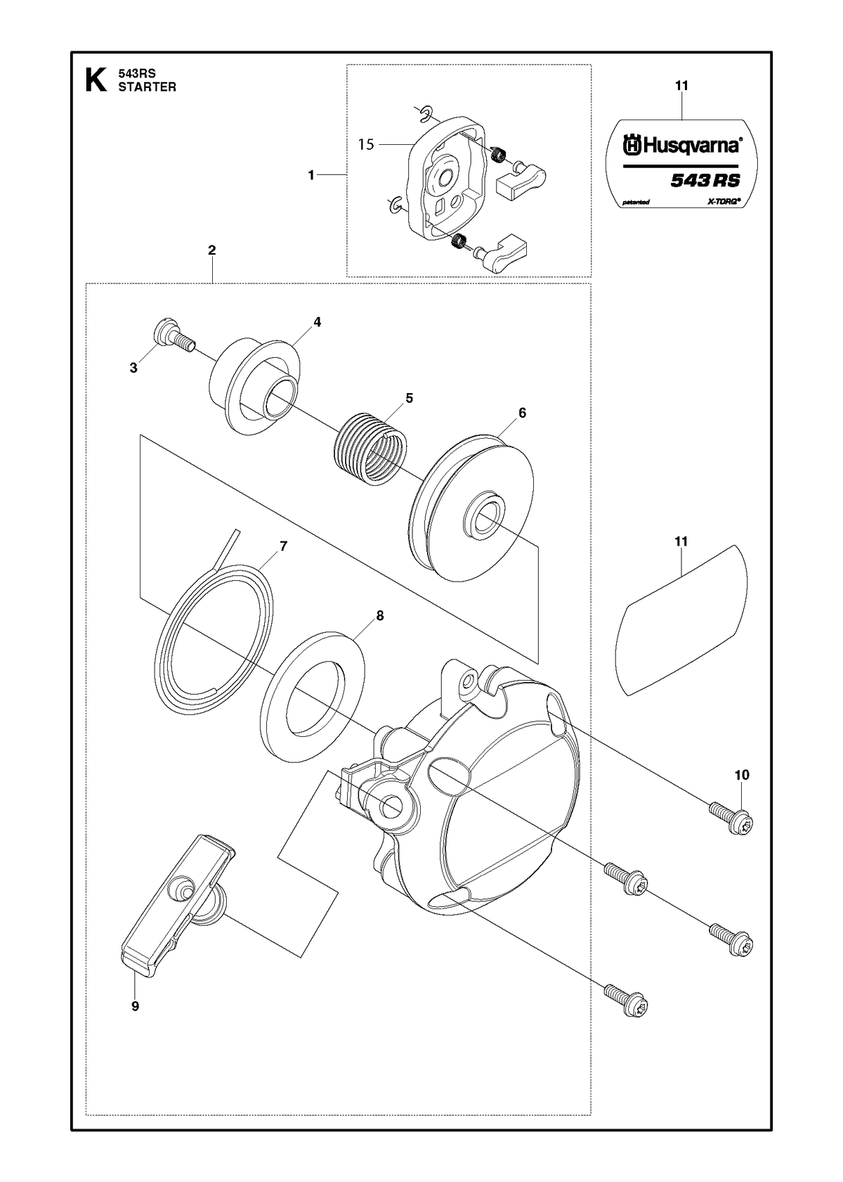 Husqvarna 528706201 onderdelentekening - positie 2