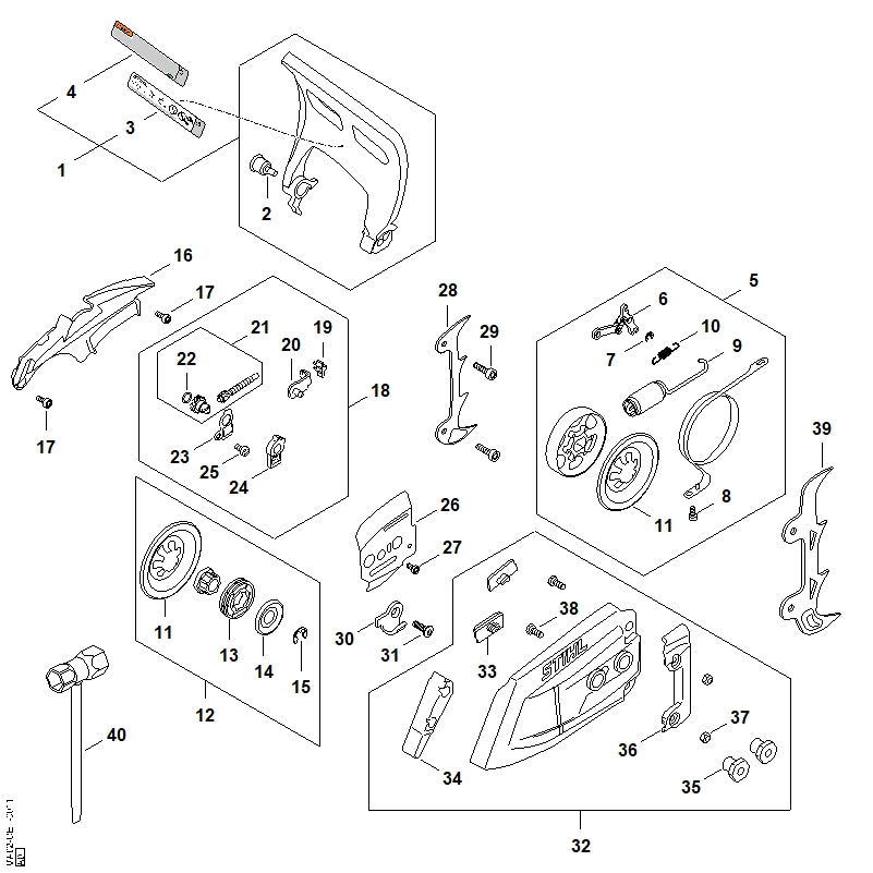 STIHL 1141-656-1501 Beschermer positie 34 technische tekening