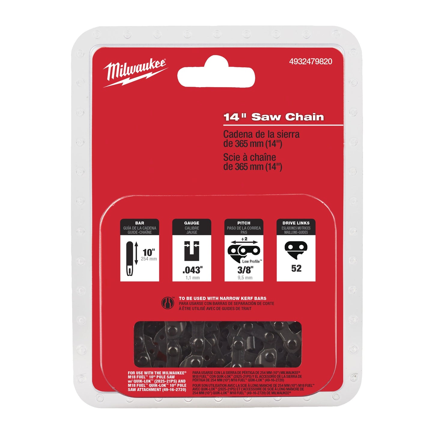 Milwaukee M18 FCHS35 Zaagketting 3/8" - 35 cm